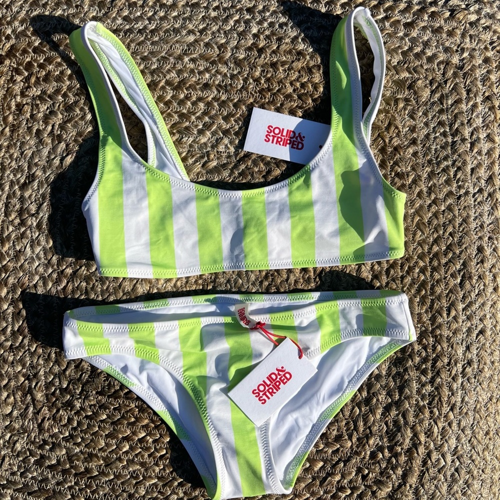 Solids & Striped Elle Bikini NWT Pistachio Stripe